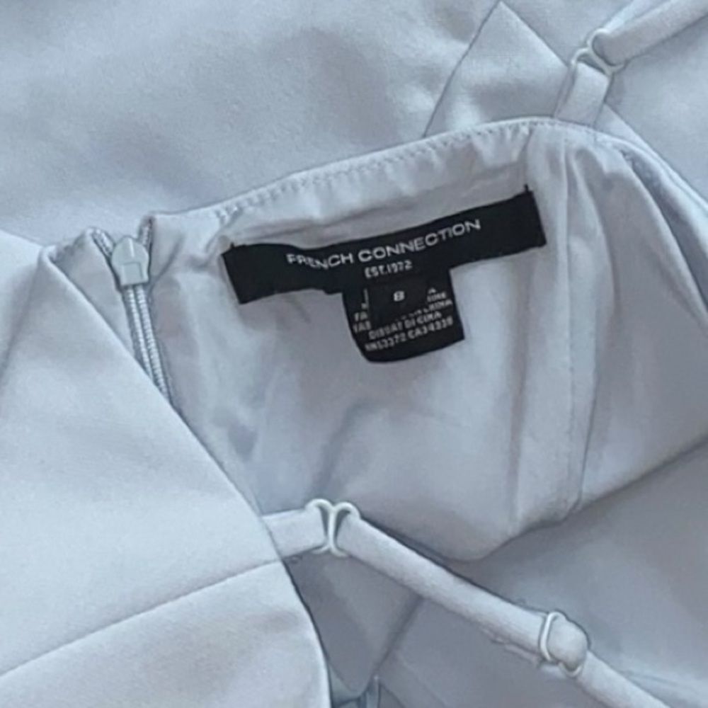 FRENCH CONNECTION Dress NEW Whisper Frill Hem Cami Mini Light Dream Blue Size 8 - Picture 9 of 12
